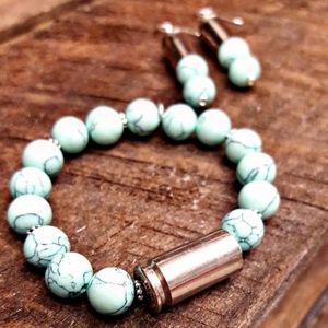 Southern Bullets Bracelet & Earrings Set (Teal)